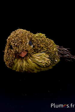 Oiseau en mousse-bois - 15 x 8 cm - naturel